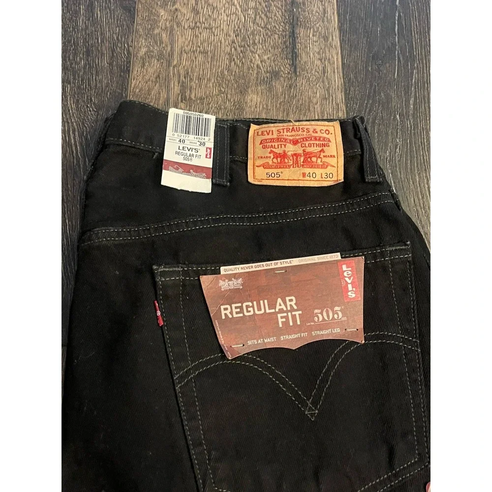 VTG Levis Jeans 505 Men's 40x30 Regular Fit Straight Leg Black Denim 2005 NEW